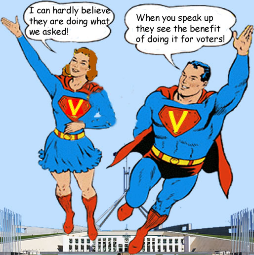 Supergirl and superman speaking up for democracy